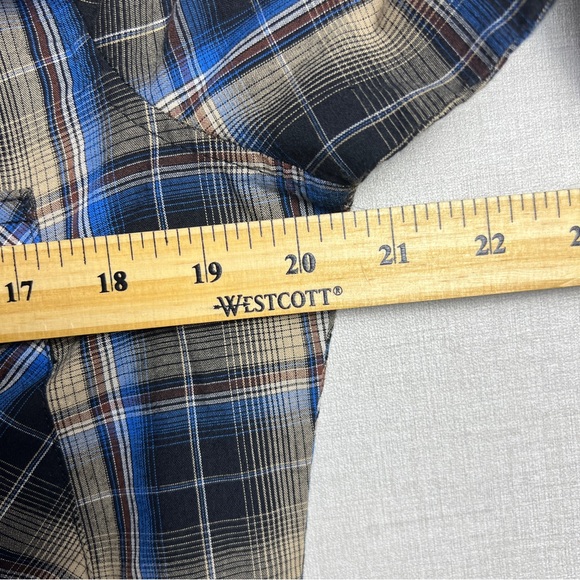 Wrangler Blue and Brown Casual Button‎ Down Shirt - Picture 3 of 8